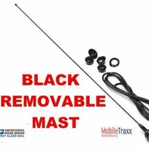 31" Black Steel AM/FM Antenna With 5-Mounts + Removable Mast